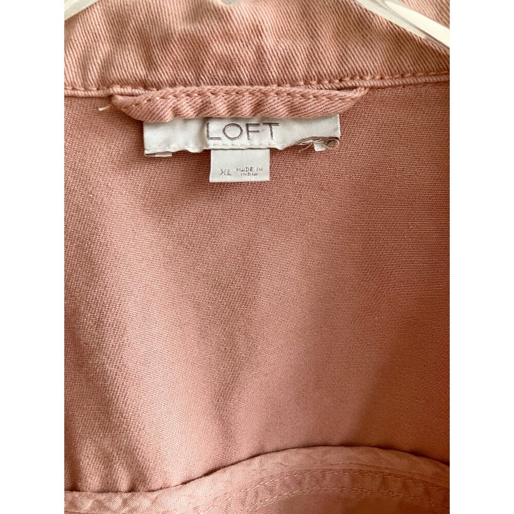 Loft Denim Jacket Size XL Rose Pink Paisley Embroidered 100% Cotton Jean Pockets - Picture 6 of 12
